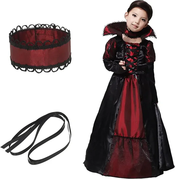 EOZY-Vampire Queen Costume – Vampire Girl Costume – Twilight – Girls Girls ‘Dress And Accessories for Halloween Carnival, Cosplay - immagine 3