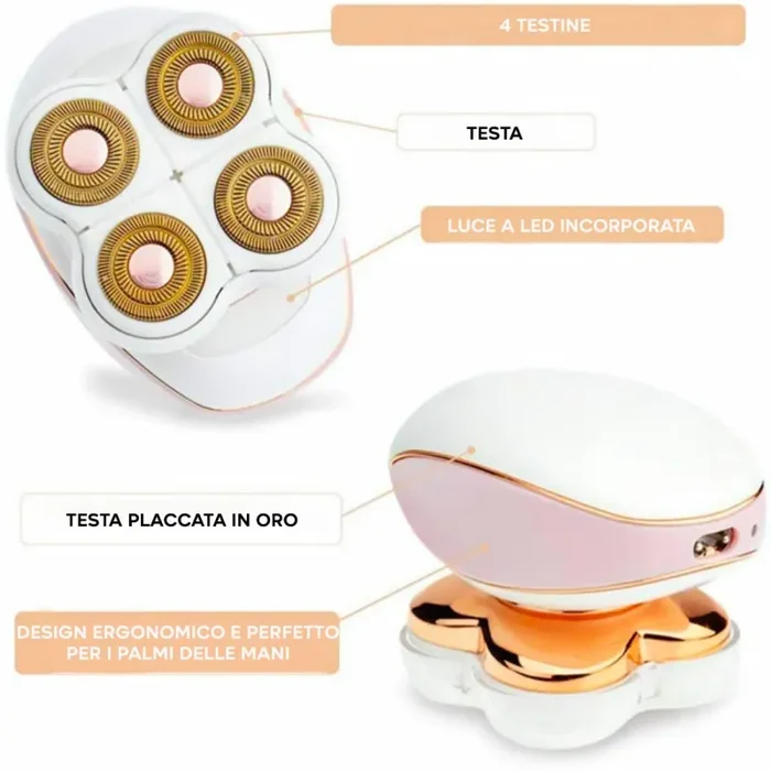 Epilatore Rasoio Elettrico Ricaricabile Indolore da Donna per il Corpo - immagine 3