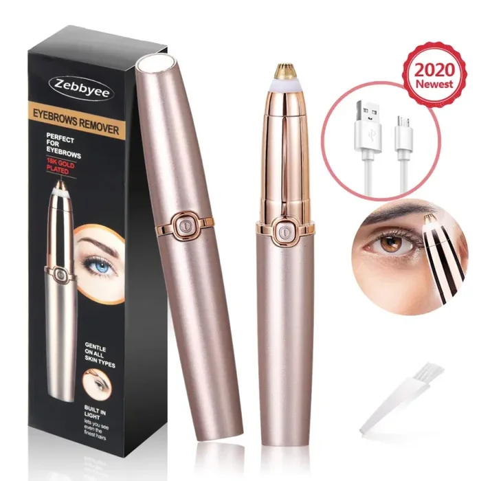 Epilatore Sopracciglia Donna, Flawless Indolore Brows Trimmer, LED x1., Oro