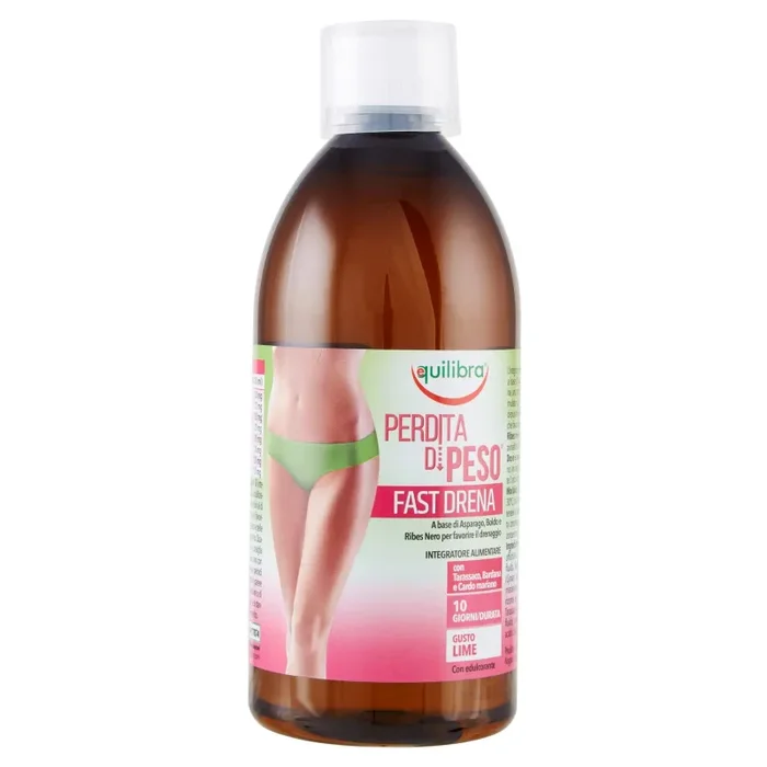Equilibra Integratori Alimentari, Perdita di Peso Fast Drena, Integratore a Base di Estratti Vegetali, per il Drenaggio dei Liquidi e la Funzionalità delle Vie Urinarie, Da Diluire, Gusto Lime, 500 ml Fast Drena 1 confezione x 500 ml