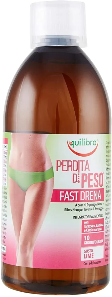 Equilibra Integratori Alimentari, Perdita di Peso Fast Drena, Integratore a Base di Estratti Vegetali, per Drenaggio Liquidi e Funzionalità Vie Urinarie, da Diluire, Gusto Lime, 3 Pezzi da 500 ml