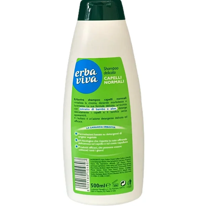 Erbaviva shampoo delicato capelli normali con estratto di aloe e bambù 500 ml - immagine 2