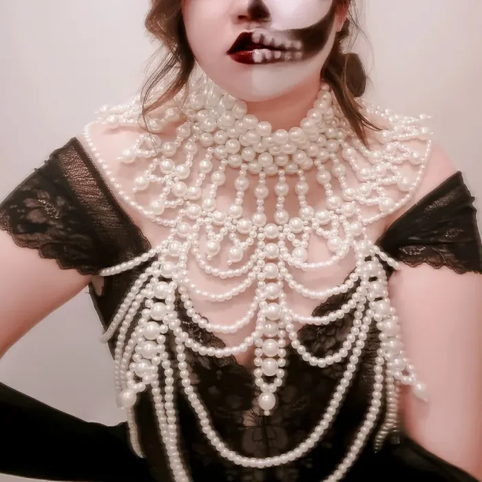 Esagerato Handmade Faux Pearls Lunga Collana Body Chain Accessori Per Abiti Da Banchetto