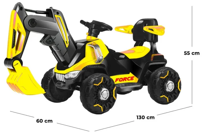 Escavatore Elettrico per Bambini 6V Kidfun Ruspa Force Giallo e Nero - immagine 2