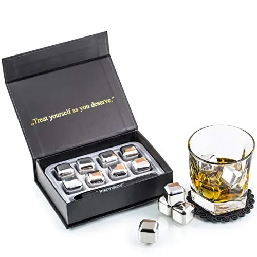 Esclusivo Whisky Stones Set di Regalo in Acciaio Inox – 8 Cubetti di…