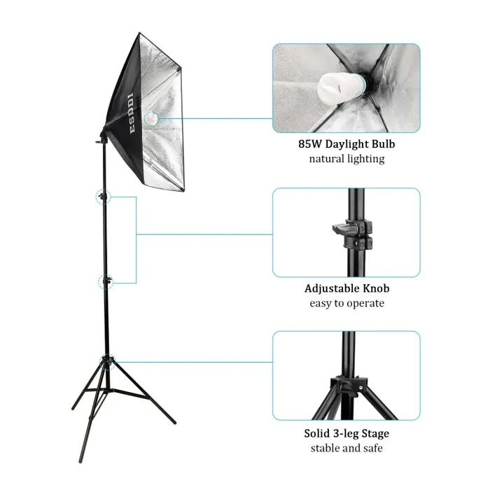ESDDI Softbox Set Luci Studio Fotografico Luce Continua Kit 85W 1 set Sconti - immagine 2