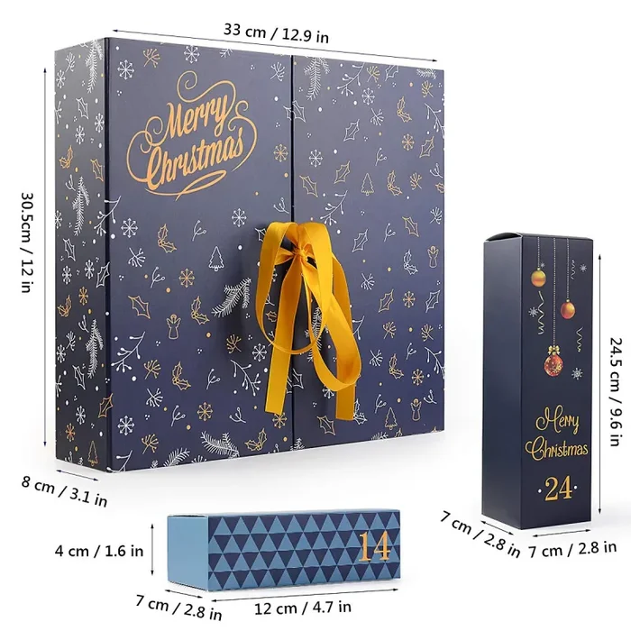 Esportic Calendario dell’Avvento, 24 scatole Colorate per Installazione e riempimento, riutilizzabili, Bambini e Adulti, Calendario di Natale, 33,00 x 30,50 x 8,50 cm - immagine 3