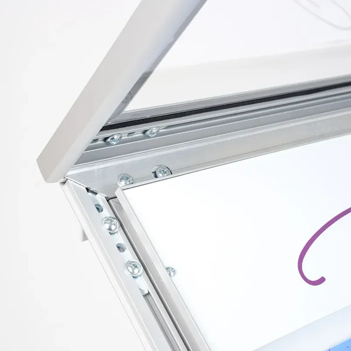 Espositore a Leggio con Piantana 50,5×47,7×2,3 cm in Alluminio con Led Porta Menù Silver - immagine 3