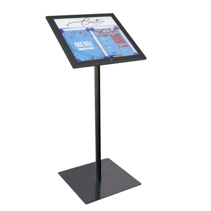 Espositore a Leggio con Piantana 50,5×47,7×2,3 cm in Alluminio Porta Menù Nera - immagine 2