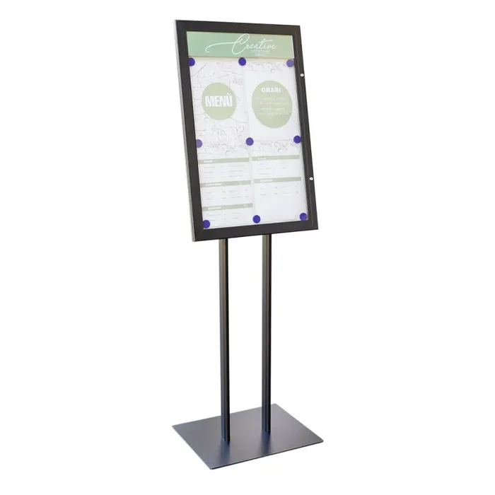 Espositore a Leggio con Piantana 51,4×79 cm in Alluminio Porta Menù Nera