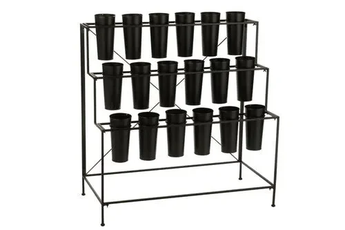Espositore Fiori 18 Pezzi Nero Large In Metallo (95×46,5x100cm)