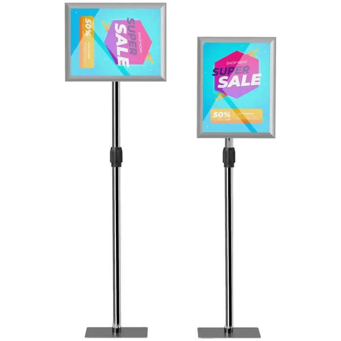 Espositore per Poster A3 Altezza e Inclinazione Regolabili Acciaio e Alluminio Argento