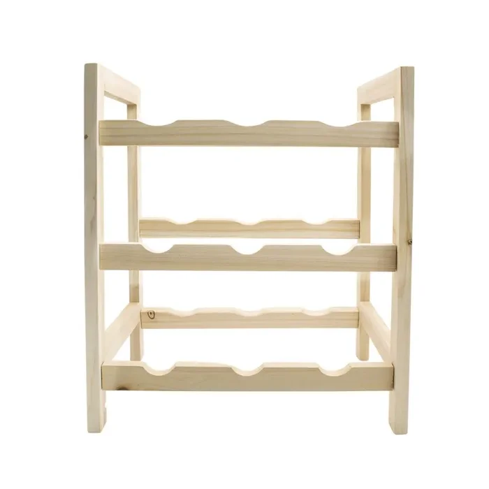 Espositore portabottiglie vino da 9 posti cantinetta in legno chiaro - immagine 3