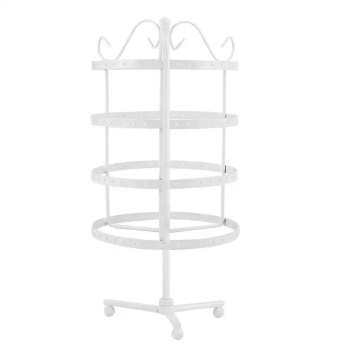 Espositore Portagioie a 4 Piani Struttura Girevole Bianco Ideale per Orecchini