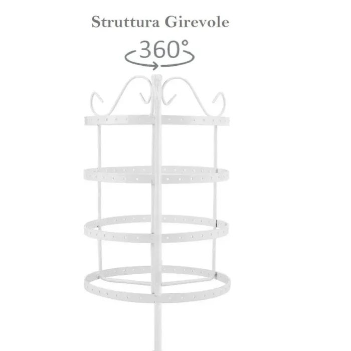 Espositore Portagioie a 4 Piani Struttura Girevole Bianco Ideale per Orecchini - immagine 2