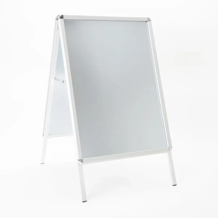 Espositore Pubblicitario Bifacciale a Cavalletto Pieghevole 63,7×101,5×75,5 cm in Alluminio da Esterno Antivento Silver Sconti