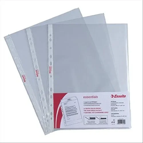 ESSELTE Buste perforate ESSENTIALS – PPL antiriflesso – f.to 21 x 29,7 cm A4