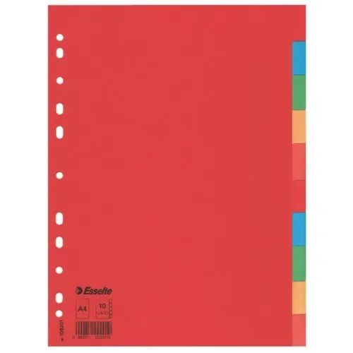 ESSELTE Intercalare cartoncino Economy 10 tasti colorati – f.to A4 – 100201 Fornitura