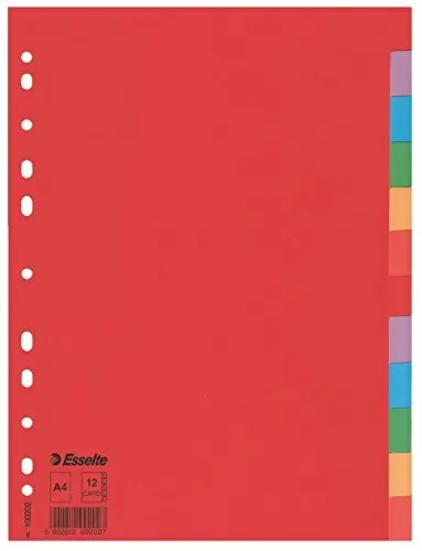 ESSELTE Intercalare cartoncino Economy 12 tasti colorati – f.to A4 – 100202