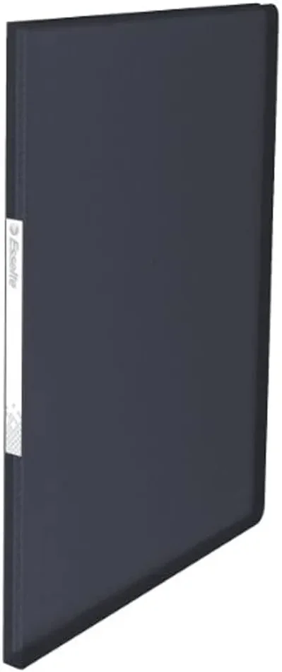 Esselte, Portalistino, 100 buste, Capacità 200 fogli, Buste trasparenti, Finitura lucida, Polipropilene, Nero Vivida, VIVIDA, 624008