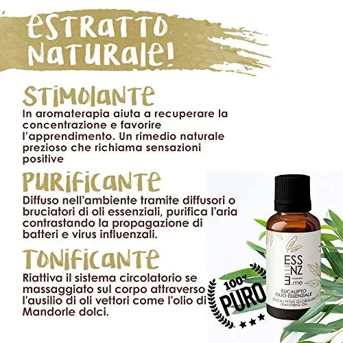 ESSENZE OLIO ESSENZIALE DI EUCALIPTO Puro al 100% Naturale, Profumo Ambiente… - immagine 2