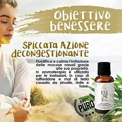 ESSENZE OLIO ESSENZIALE DI EUCALIPTO Puro al 100% Naturale, Profumo Ambiente… - immagine 3