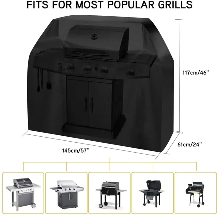 Estefanlo – Copertura per barbecue in tessuto Oxford resistente, impermeabile, antipolvere, anti-UV, per barbecue all’aperto, lunghezza: 145 cm, larghezza: 61 cm, altezza: 117 cm, 46 cm (146) - immagine 2