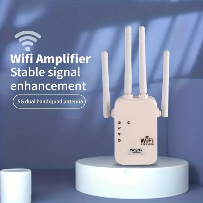 Estensore WiFi, Amplificatore Di Segnale, Potenzia Il Segnale A 300 Mbps WiFi 2,4 E 5 GHz Dual Band (8500 Piedi Quadrati), Forte Penetrazione Del Segnale, Supporta 35 Dispositivi, 4 Modalità, Configurazione Con 1 Tocco, 4 Antenne Per Copertura A 360° - immagine 3