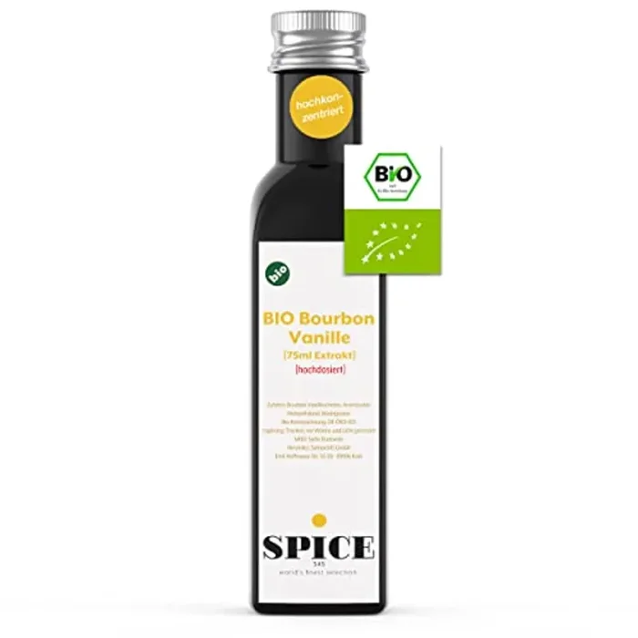 Estratto di vaniglia Bourbon BIO – 75 ml di estratto di vaniglia naturale ad alto dosaggio liquido di BIO vaniglia, SENZA alcool, essenza di alta qualità dai baccelli di vaniglia del Madagascar