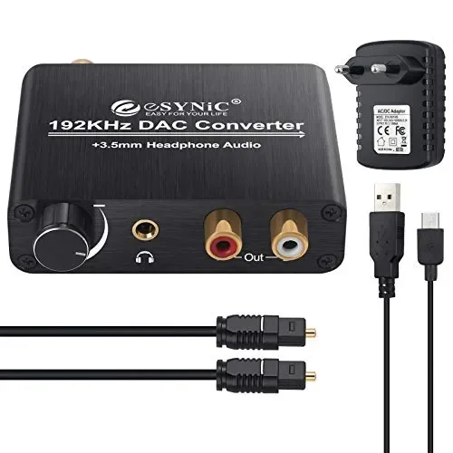 ESYNiC DAC Convertitore Volume Regolabile con Alimentatore EU / Adattatore…