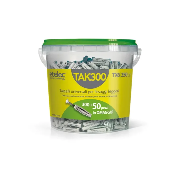 Etelec Secchiello Box 300 Tasselli Universali TX6 Nylon 6X30 mm Vite 4,5×40…