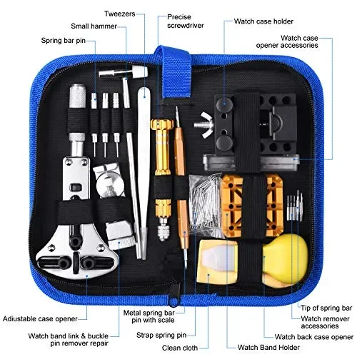 ETEPON Kit di Riparazione Orologi Professionale, Strumento Blu - immagine 2