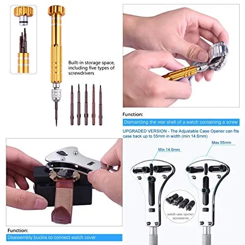 ETEPON Kit di Riparazione Orologi Professionale, Strumento Blu - immagine 3