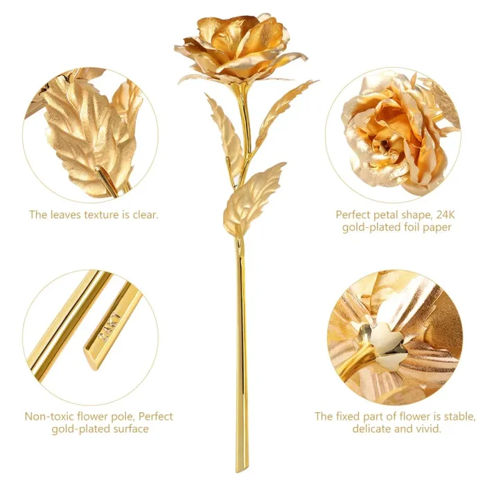 ETEREAUTY 24K Placcato Rosa Regalo, Artificiale Placcata con D’oro - immagine 2