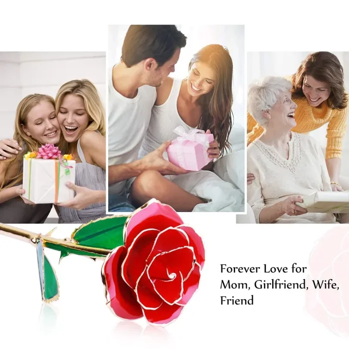 ETEREAUTY 24K Rosa Placcato Oro, Regalo con a Forma di Cuore & Rosso - immagine 2