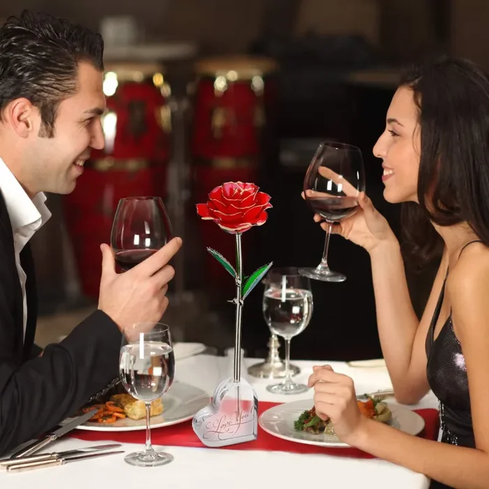 ETEREAUTY 24K Rosa Placcato Oro, Regalo con a Forma di Cuore & Rosso - immagine 3