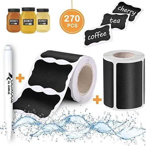 Etichette di Lavagna,270PCS Adesivo Lavagna Riutilizzabile+1 Pennarello… Moda