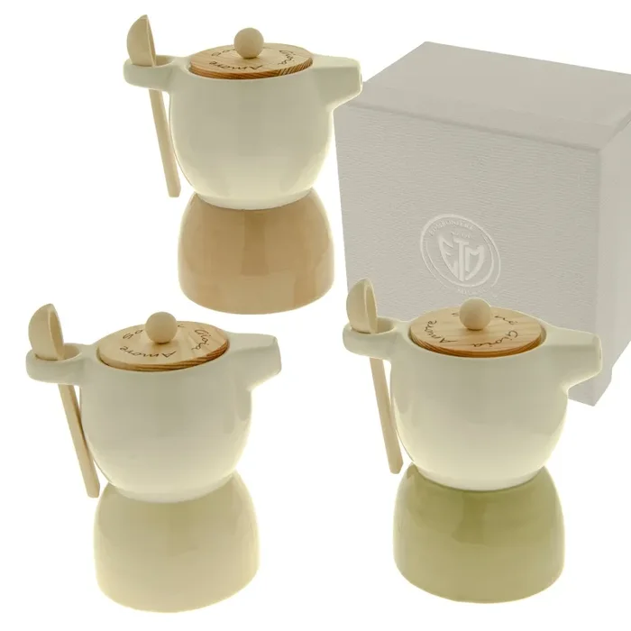 ETM Bomboniera Moka H 14 Cm Beige con Cucchiaino 1 Pz