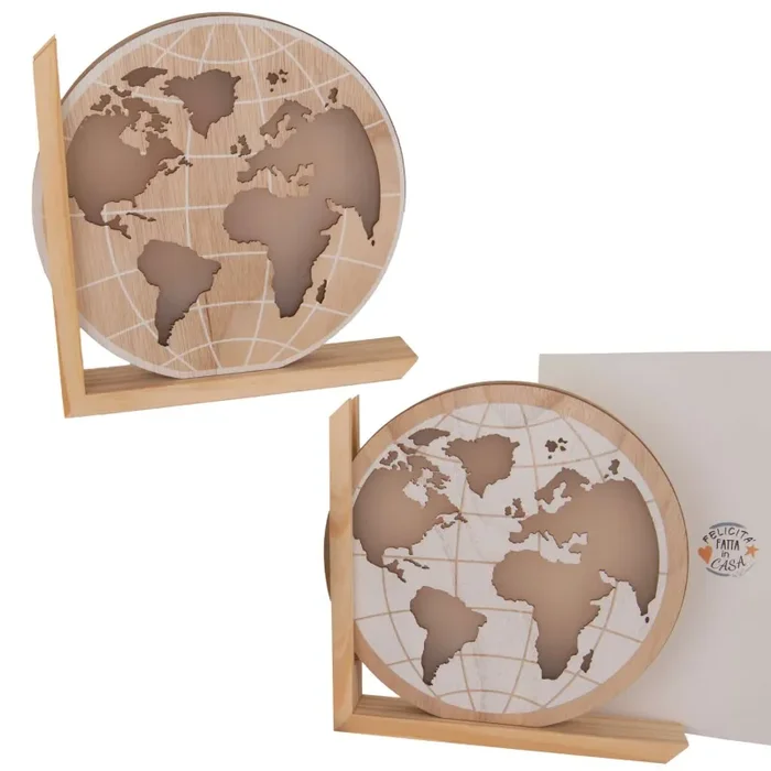 ETM Bomboniera Monde Led H 27 Cm Legno con Scatola Regalo 1 Pz