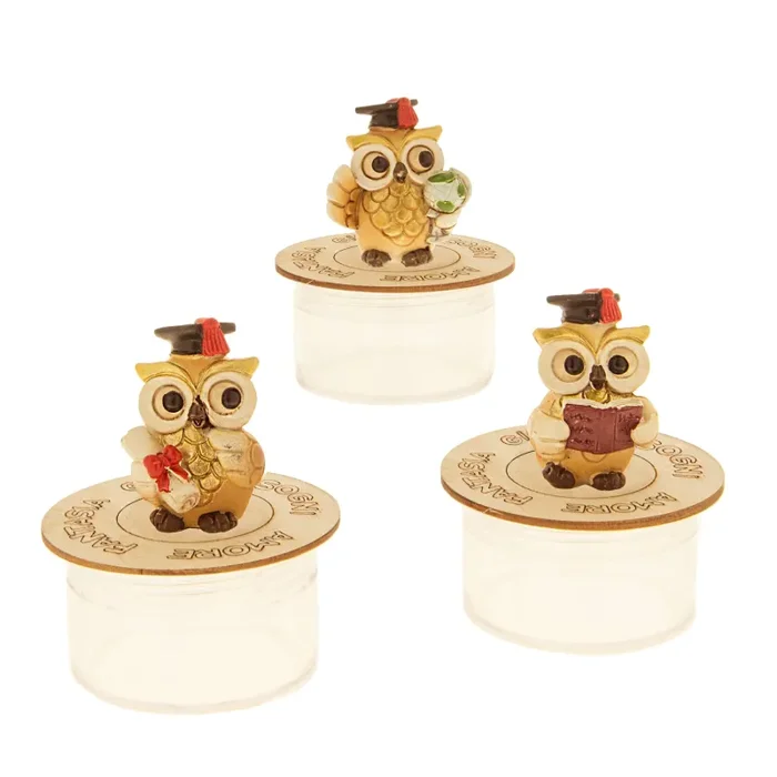 ETM Bomboniere Portaconfetti Teacher Gufetto Laurea H 9 Cm 6 Pz