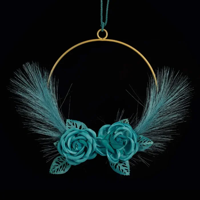 ETM Decoro Cerchio 2 Fiori D 20 / 25 Cm Ottanio