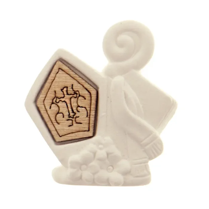 ETM Gesso Legno Cresima Bomboniera 4 Cm Bianco 12 Pz