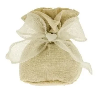 ETM Sacchetto Guenda Bag Palla Bomboniera Portaconfetti 10 Cm Beige 12 Pz