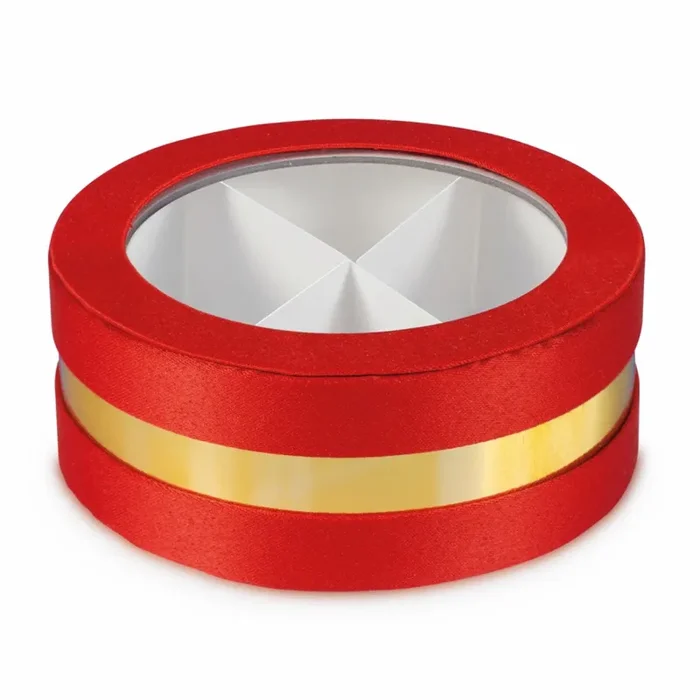 ETM Scatola Invito Box Bomboniera D. 10 Cm H 4 Cm Rosso Laurea 12 Pz