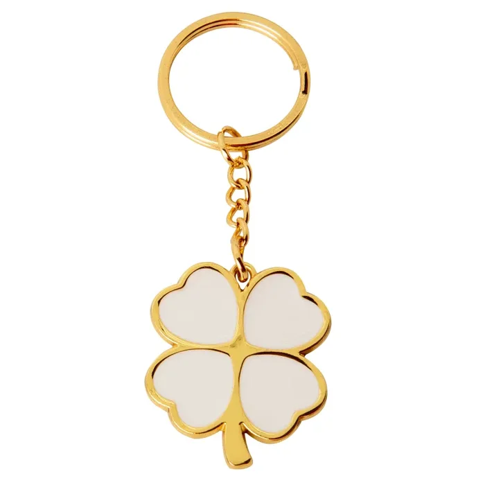 ETM Zama Portachiavi Quadrifoglio 4 Cm Bianco Gold 12 Pz