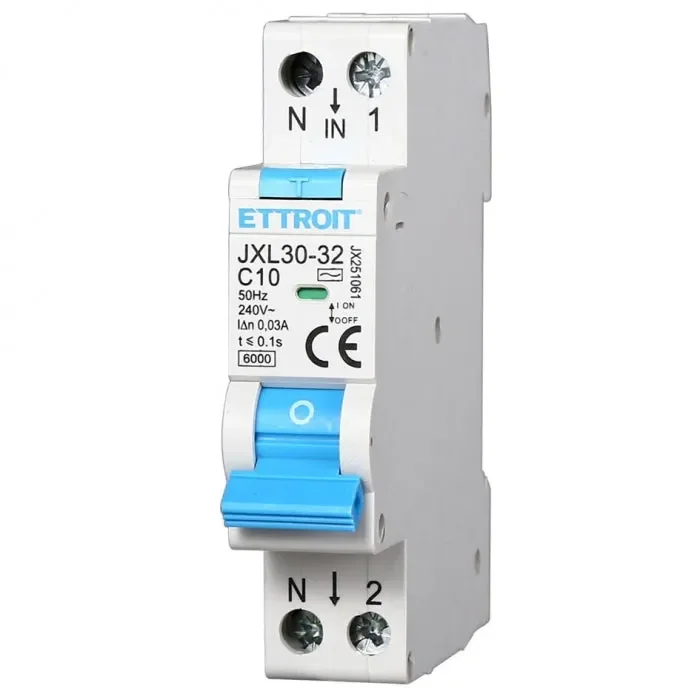 Ettroit interruttore magnetotermico differenziale salvavita 1 modulo 1P+N 10A n 0,03 6000 | jx251061