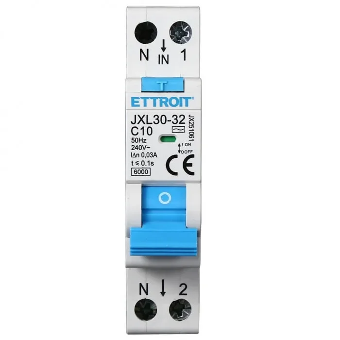 Ettroit interruttore magnetotermico differenziale salvavita 1 modulo 1P+N 10A n 0,03 6000 | jx251061 - immagine 3