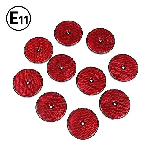 ETUKER 10 x Catarifrangente Tondi, Fissaggio a Vite ET504, Rosso - immagine 3