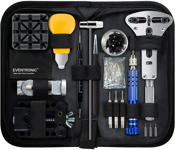 Eventronic Tool Kit Professionale di Riparazione Orologi, Attrezzi di Apertura Orologi e kit di Riparazione Orologio e portable tool kit orologiaio