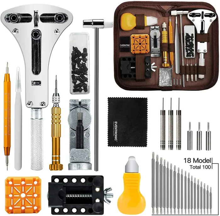 Eventronic Tool Kit Professionale di Riparazione Orologi, Attrezzi di Apertura Orologi e kit di Riparazione Orologio e portable tool kit orologiaio - immagine 2